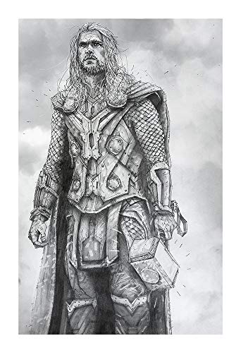 342x500 god of thunder giclee print of thor from a pencil - Thor Drawing