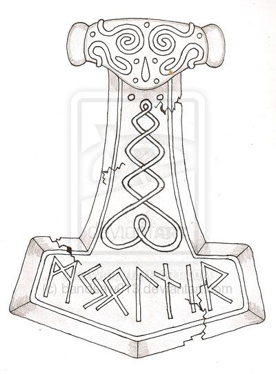 400x543 Mjollnir - Thor Hammer Drawing