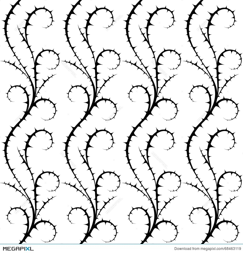 800x830 seamless vector pattern with thorn bush illustration - Thorn Bush Drawing