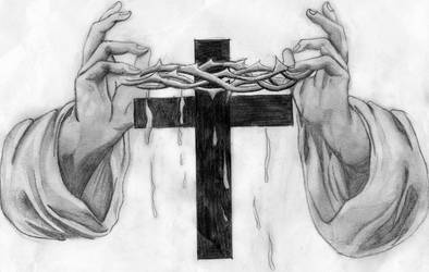 394x250 cross with thorn crown - Thorn Crown Drawing