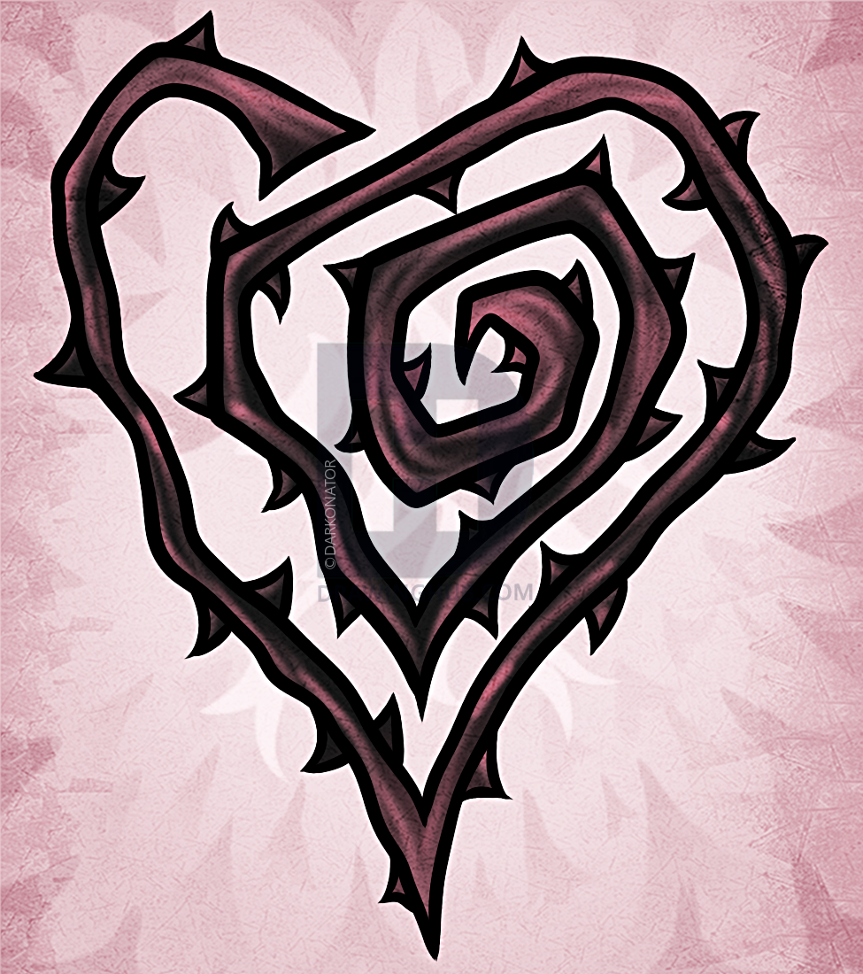975x1100 how to draw a thorn heart, step - Thorn Vine Drawing