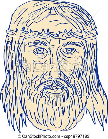366x470 jesus face crown of thorns drawing illustration of jesus christ - Thorns Drawing