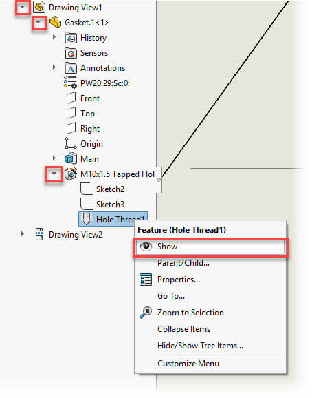 454x578 cosmetic thread missing in solidworks how to fix it - Thread Drawing