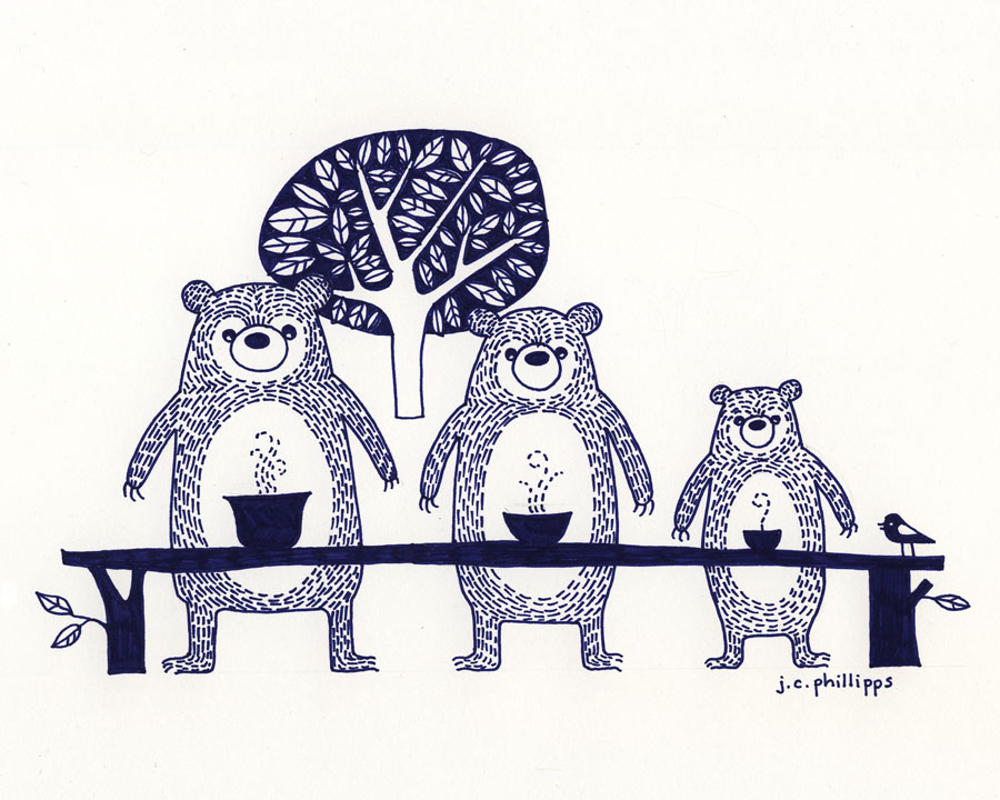 900x720 Ninja Woman Fairy Tale Drawings - Three Bears Drawing