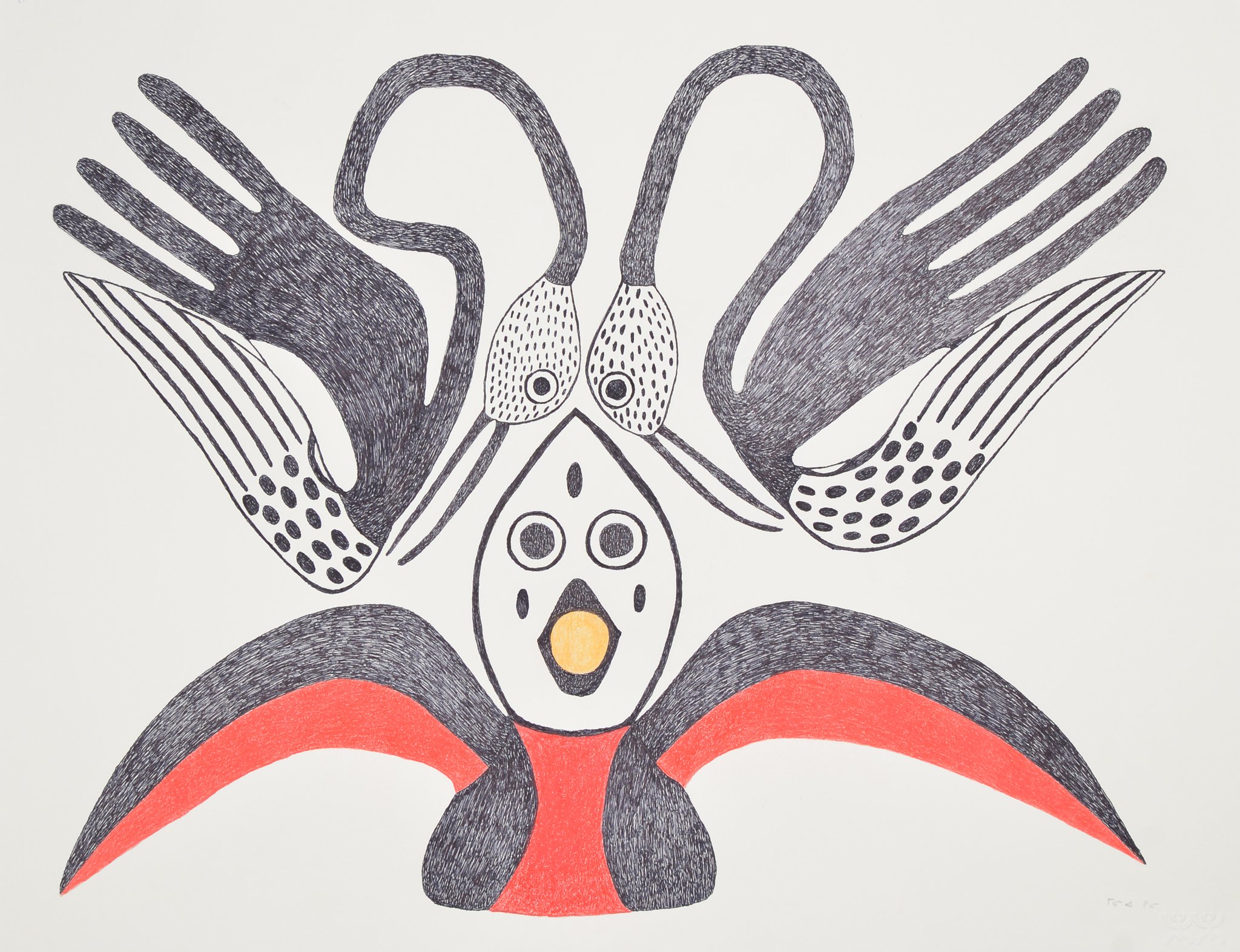 2048x1573 Inuit Art Drawing - Three Birds Drawing
