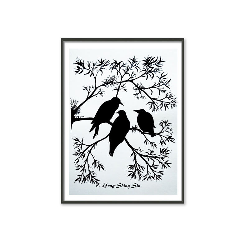 800x800 Three Birds Silhouette - Three Birds Drawing