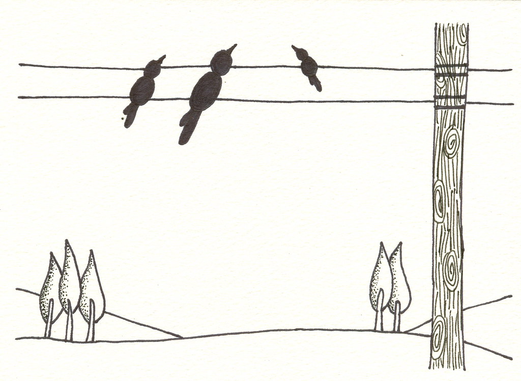 1024x748 Three Birds Drawing X Ink Juliesuzanne - Three Birds Drawing
