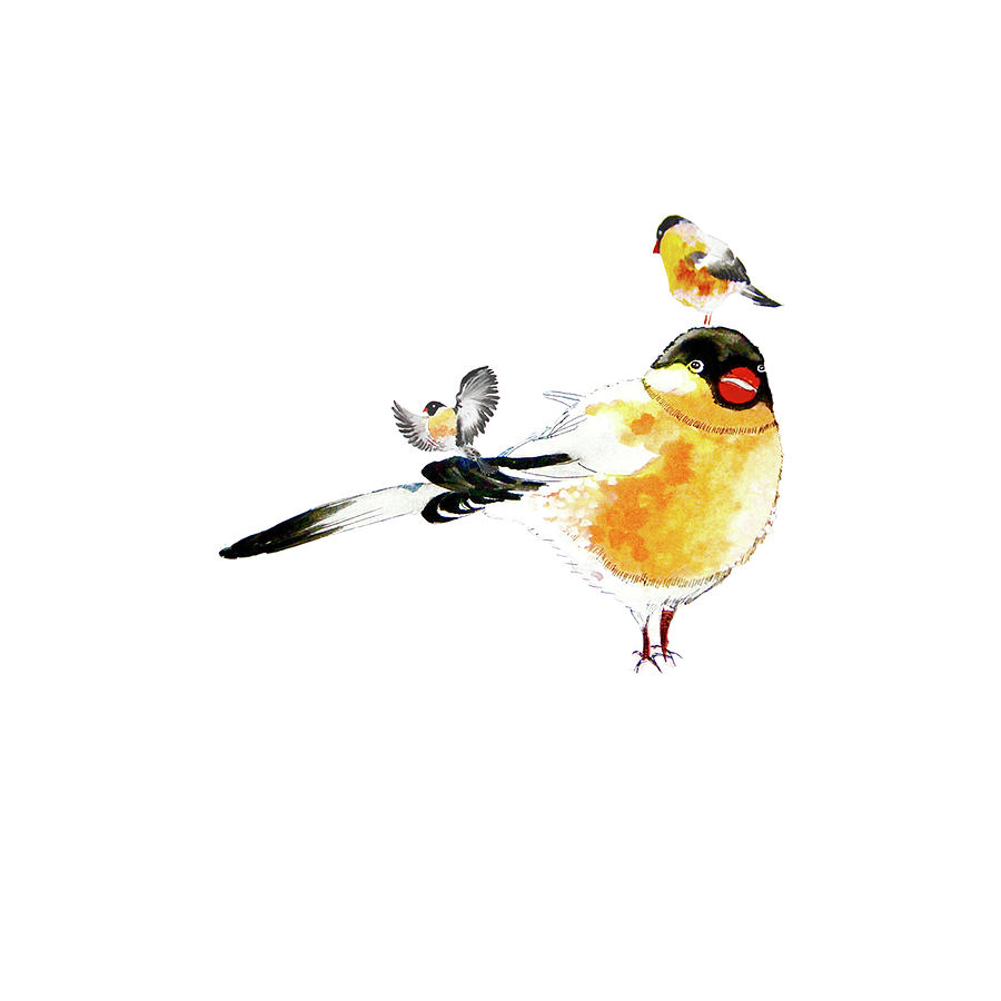 900x900 Three Birds Painting - Three Birds Drawing