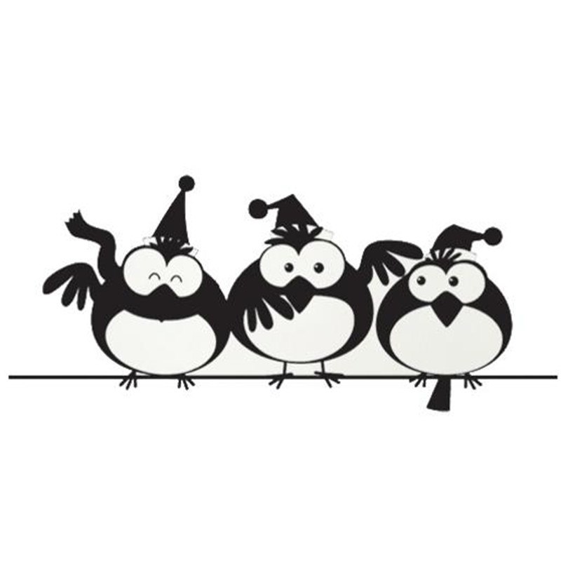 800x800 X Mas Three Birds Minica Merry Christmas Wall Sticker Mural Wall - Three Birds Drawing