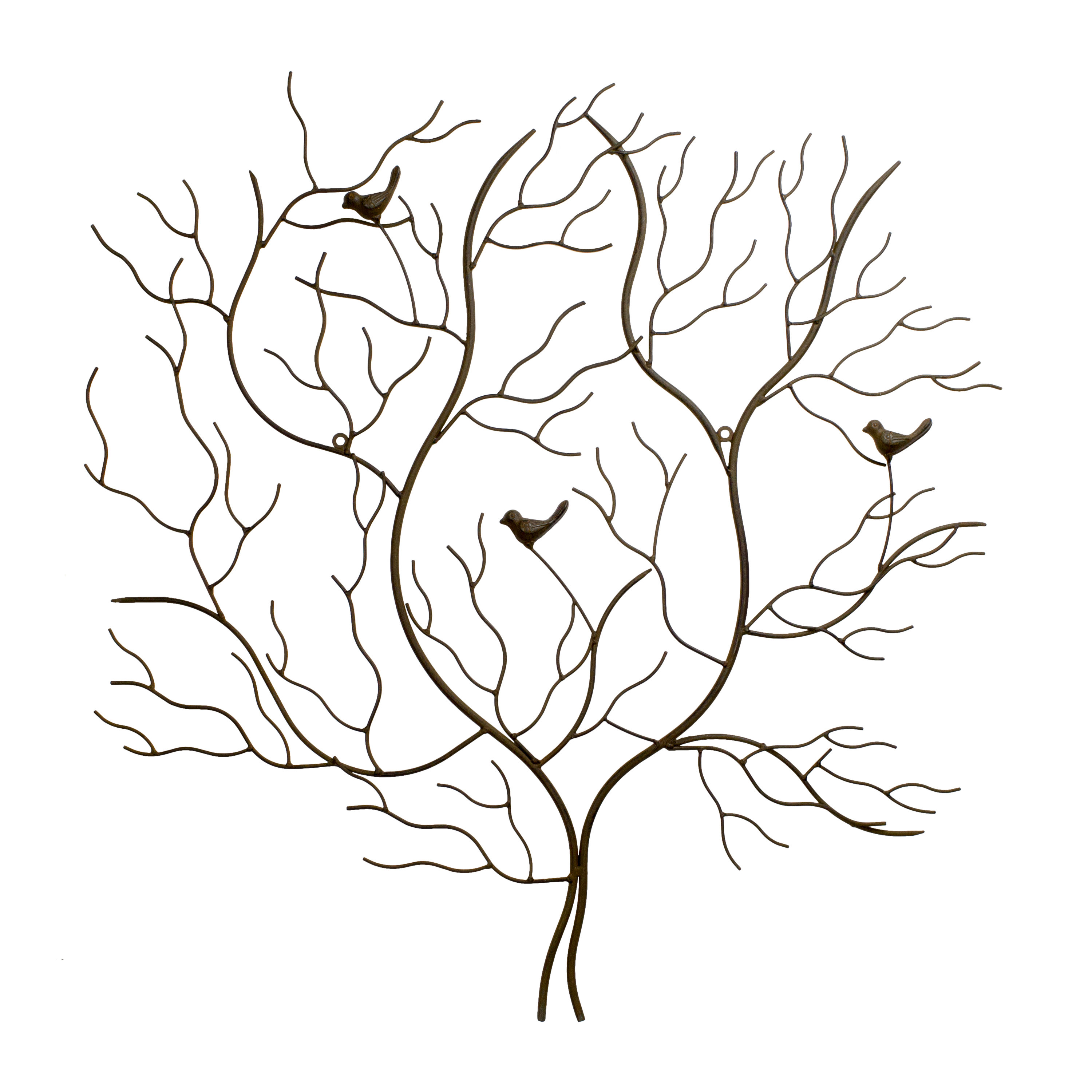 3000x3000 Bayaccents Metal Leaf Less Tree With Birds Wall Reviews - Three Birds Drawing