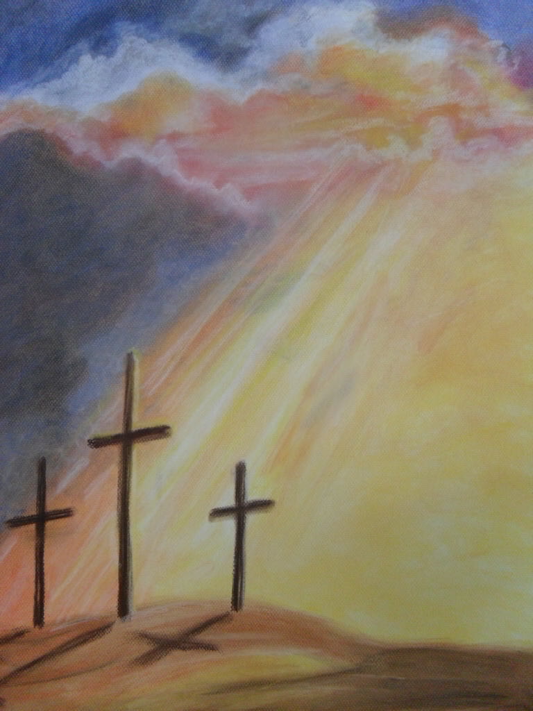 768x1024 Paintings - Three Crosses Drawing