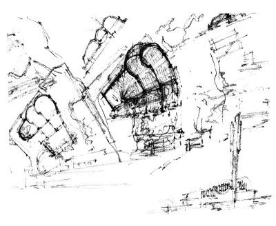400x328 Sketch For The Church Of The Three Crosses, Vuokkseniska, Imatra - Three Crosses Drawing