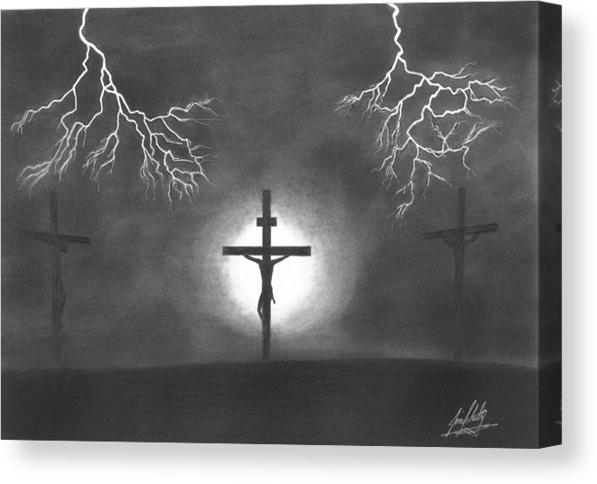 661x536 Three Crosses Drawing Canvas Print Canvas Art - Three Crosses Drawing