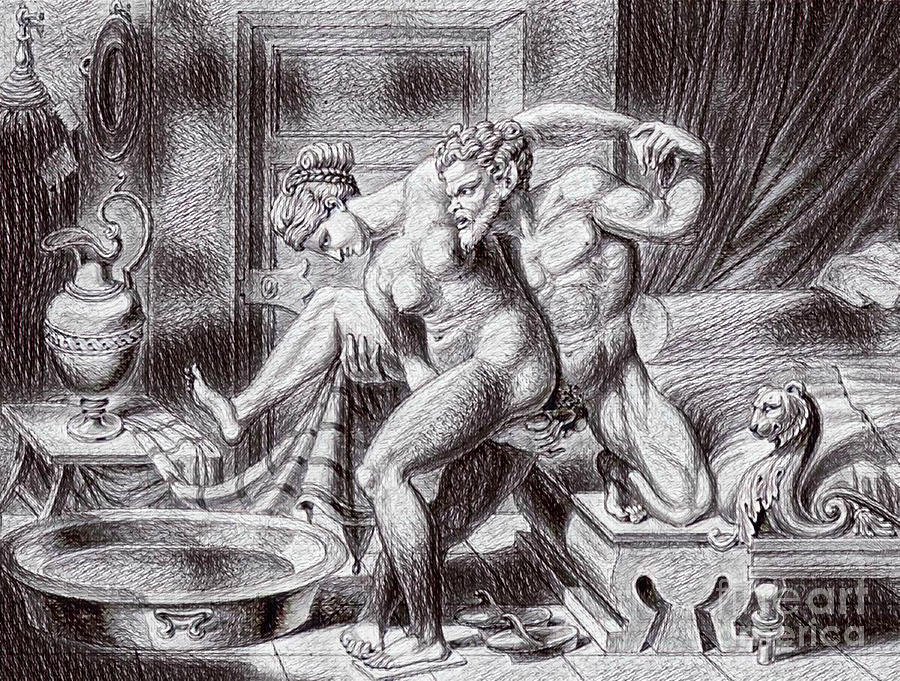 900x681 Erotic Drawing Three Digital Art - Three Drawing