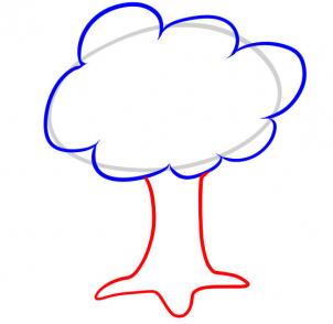 302x294 How To Draw A Tree For Kids, Step - Three Drawing