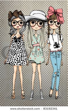 236x385 Drawing Inspiration Illustration Girl - Three Girls Drawing