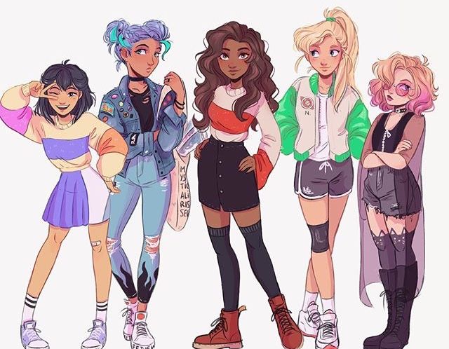 640x498 Yo The Girls On The Right Look Like Addie Me And Steph Art - Three Girls Drawing