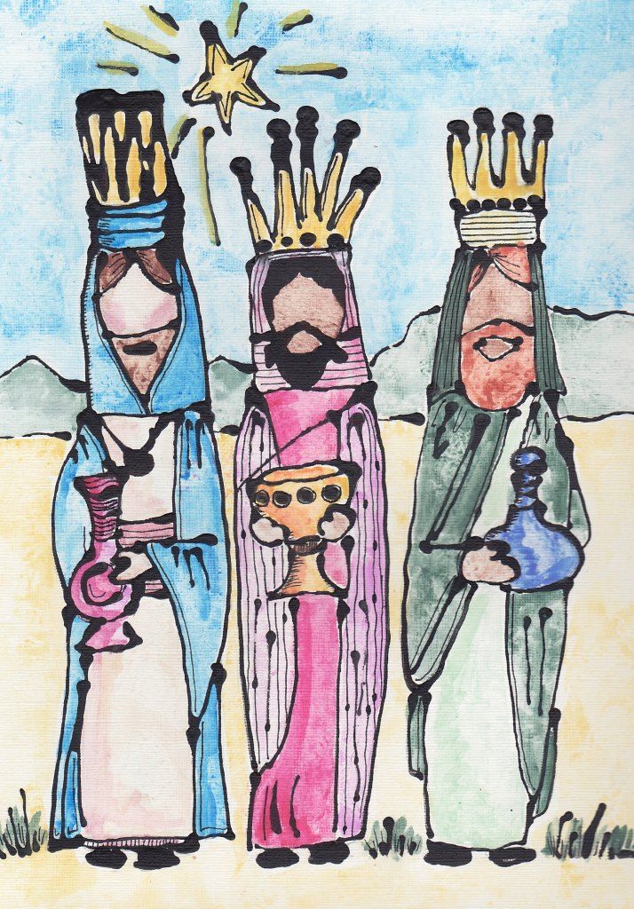 714x1024 We Three Kings Back To The Drawing Board Art Lessons Winter - Three Kings Drawing