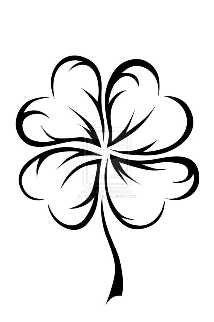 729x1095 Huge Collection Of Leaf Clover Drawing' Download More Than - Three Leaf Clover Drawing