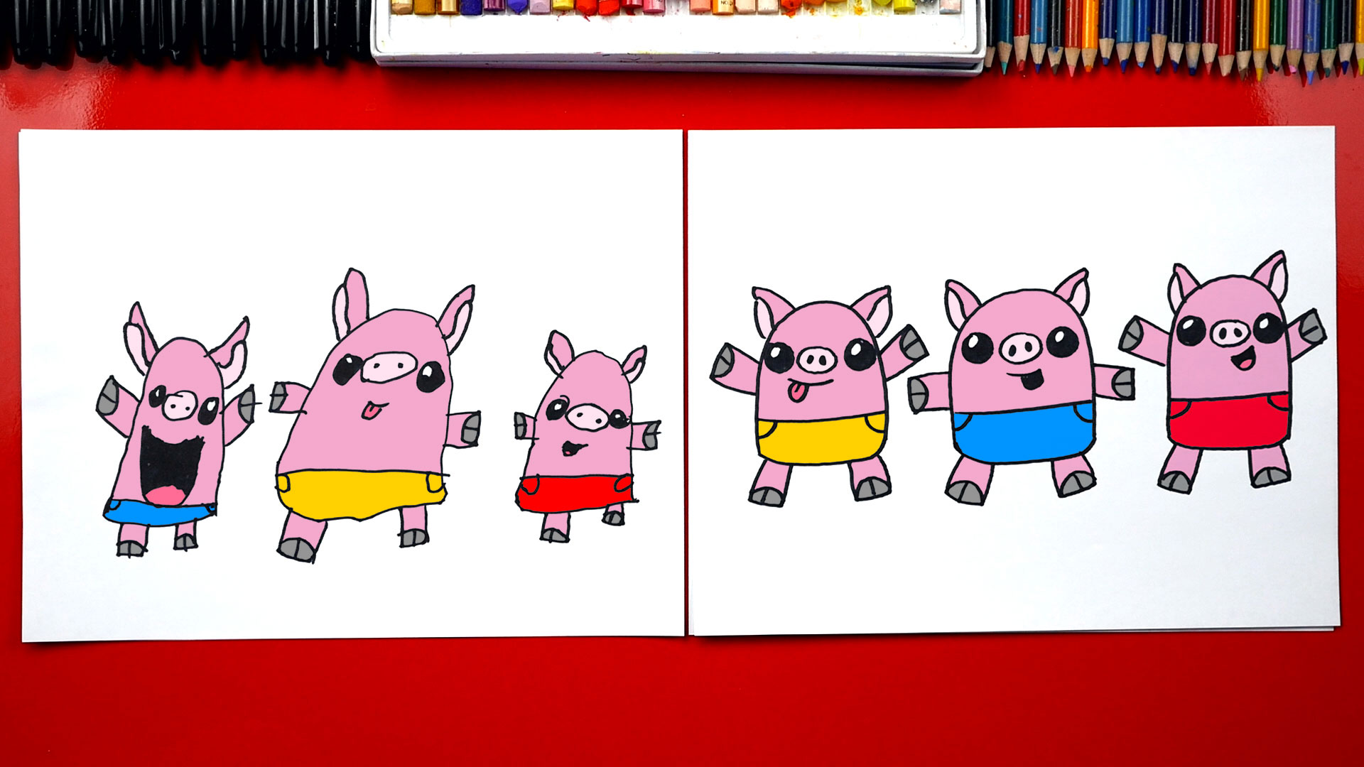 1920x1080 How To Draw The Three Little Pigs - Three Little Pigs Drawing