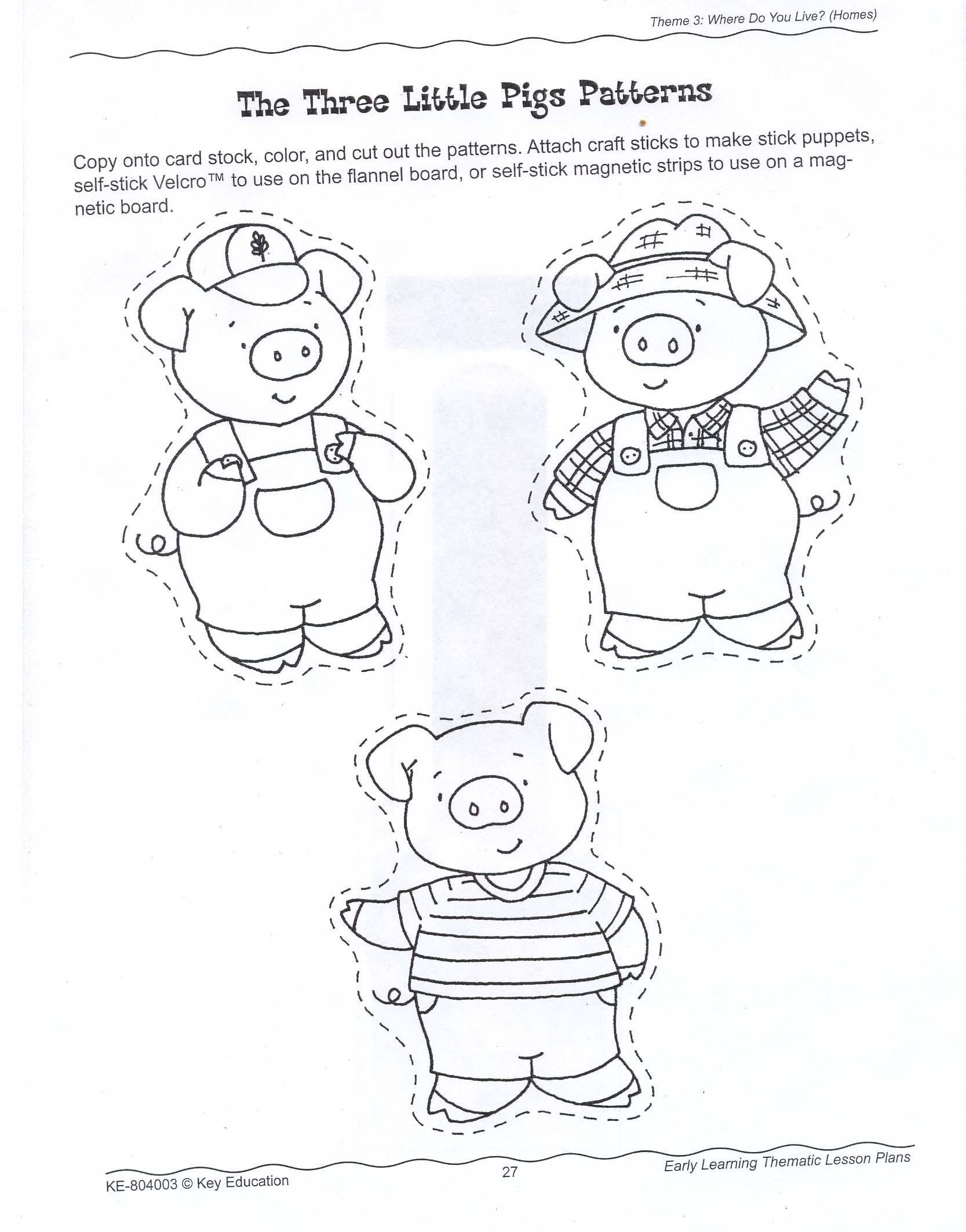 1667x2127 Printable Little Pigs Houses Template Activity Play Set - Three Little Pigs Drawing