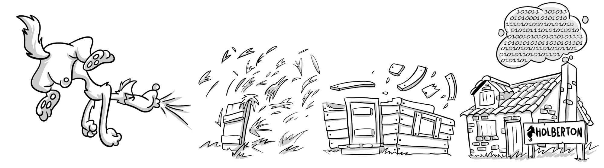 1999x557 The Three Little Pigs And Coding Programs - Three Little Pigs Drawing