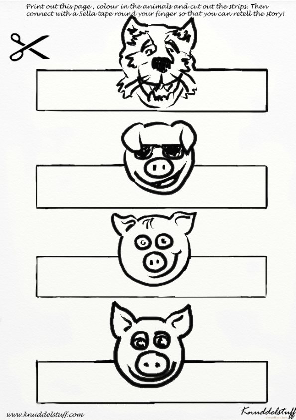 595x842 The Three Little Pigs Story Knuddelstuff - Three Little Pigs Drawing