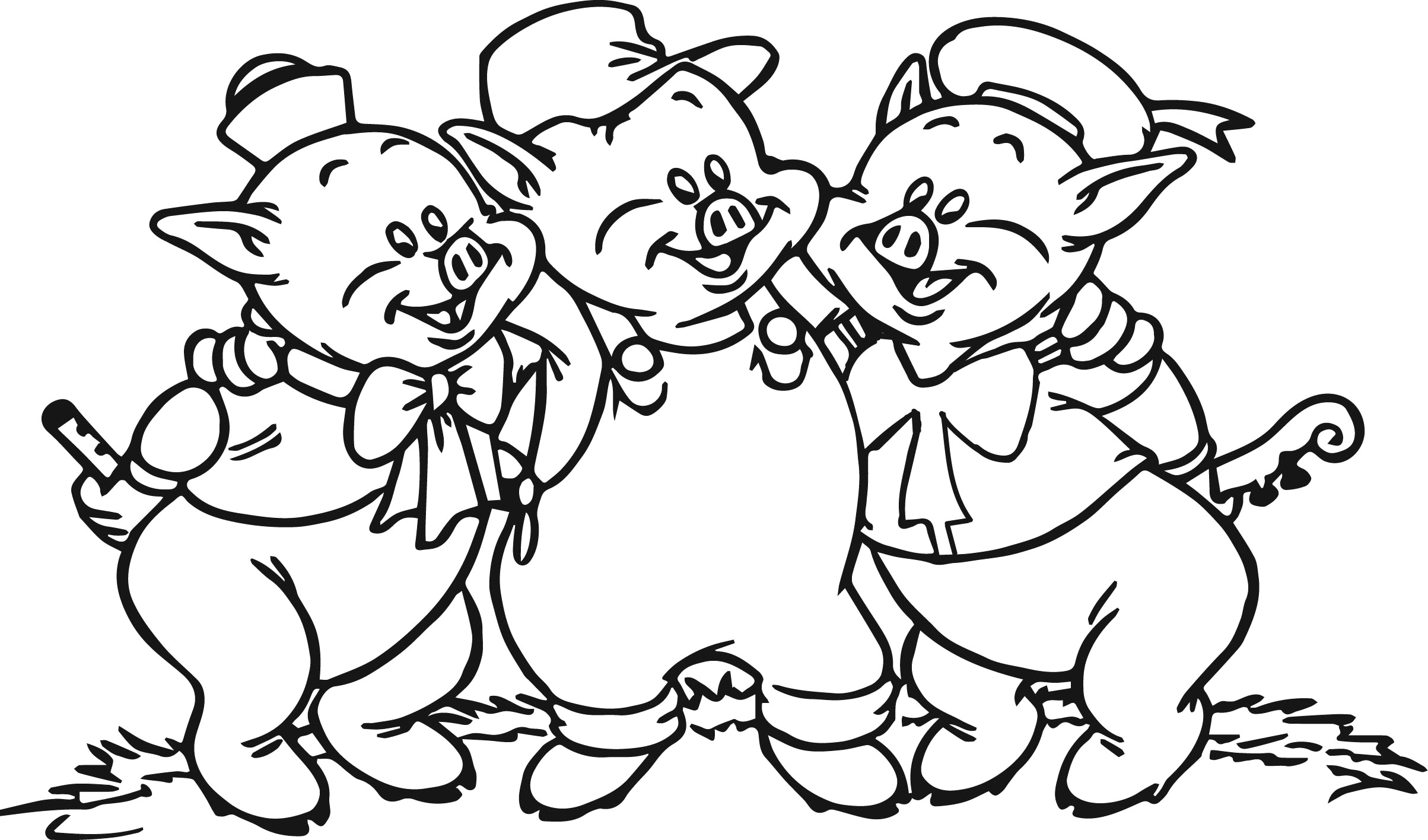 2407x1416 Three Little Pigs Coloring Pages Free Library Pig - Three Little Pigs Drawing