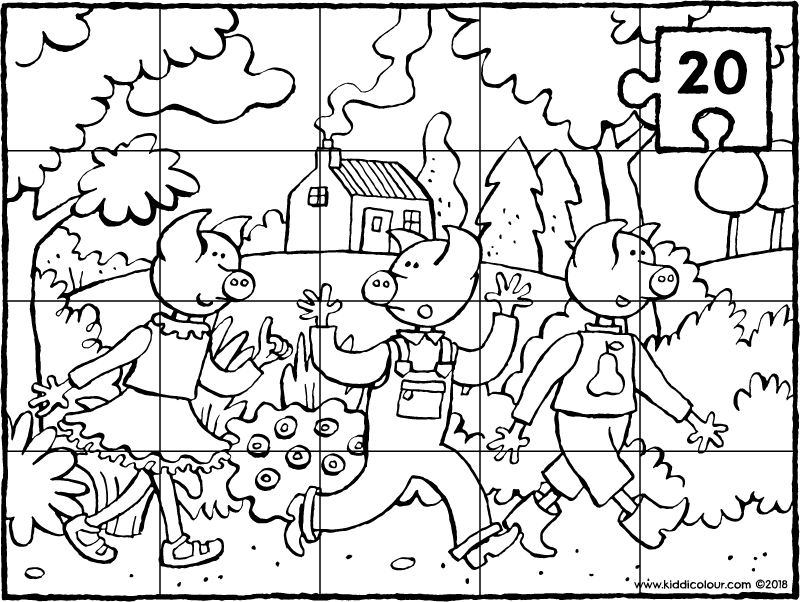 800x602 The Three Little Pigs Kleurprenten - Three Little Pigs Drawing