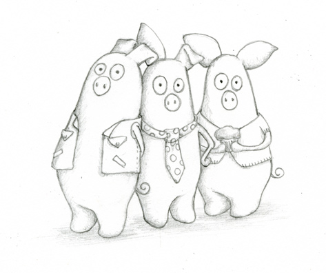 473x396 Three Little Pigs - Three Little Pigs Drawing