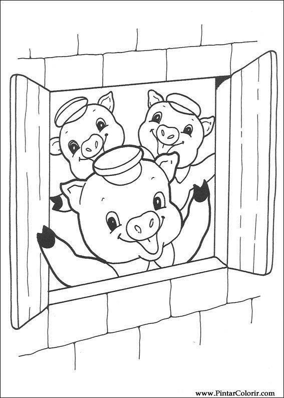 567x794 Drawings To Paint Colour The Three Little Pigs - Three Little Pigs Drawing
