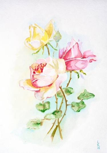 375x533 Three Roses Painting - Three Roses Drawing