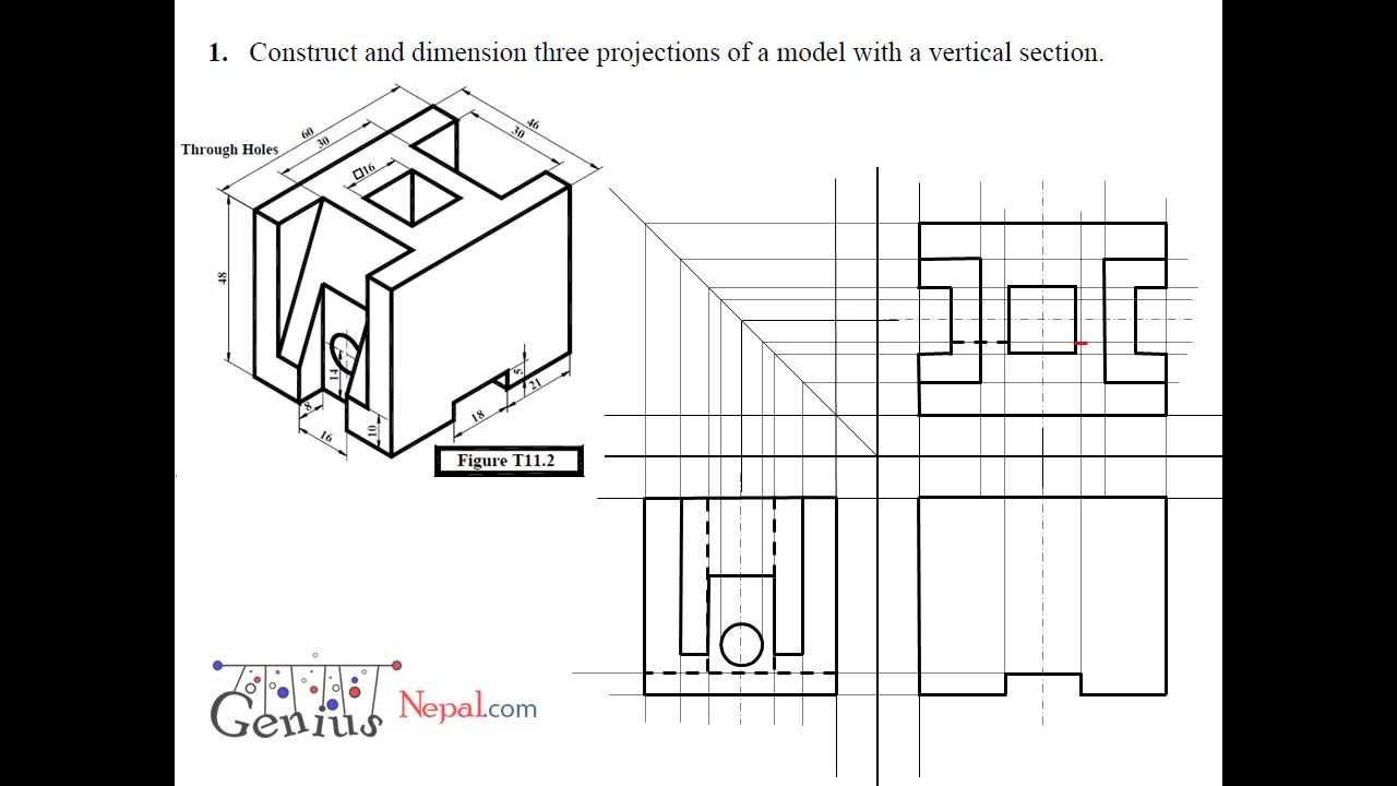 1280x720 Engineering Drawing Tutorialsorthographic And Sectional Views - Three View Orthographic Drawing
