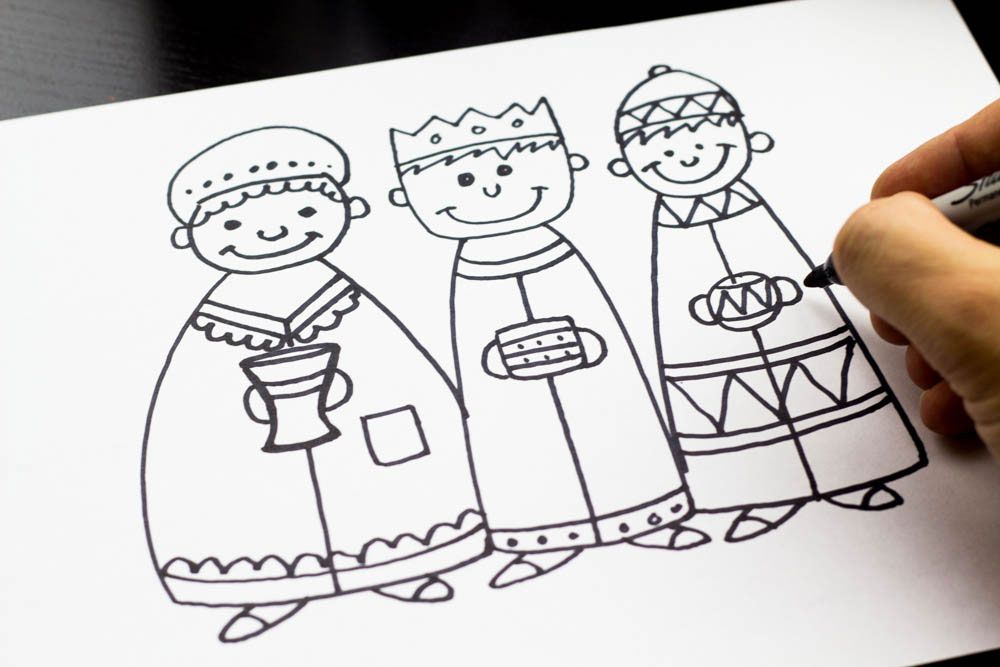 1000x667 How To Draw The Three Wise Men - Three Wise Men Drawing