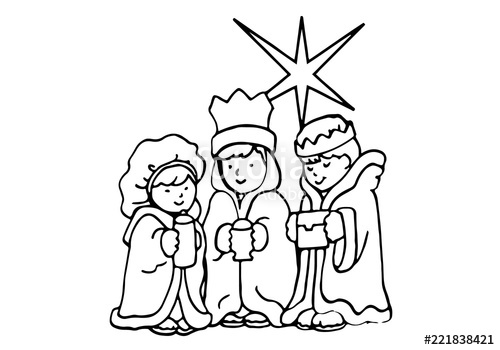 500x350 Three Wise Men Hand Drawn Vector Illustration Stock Image - Three Wise Men Drawing