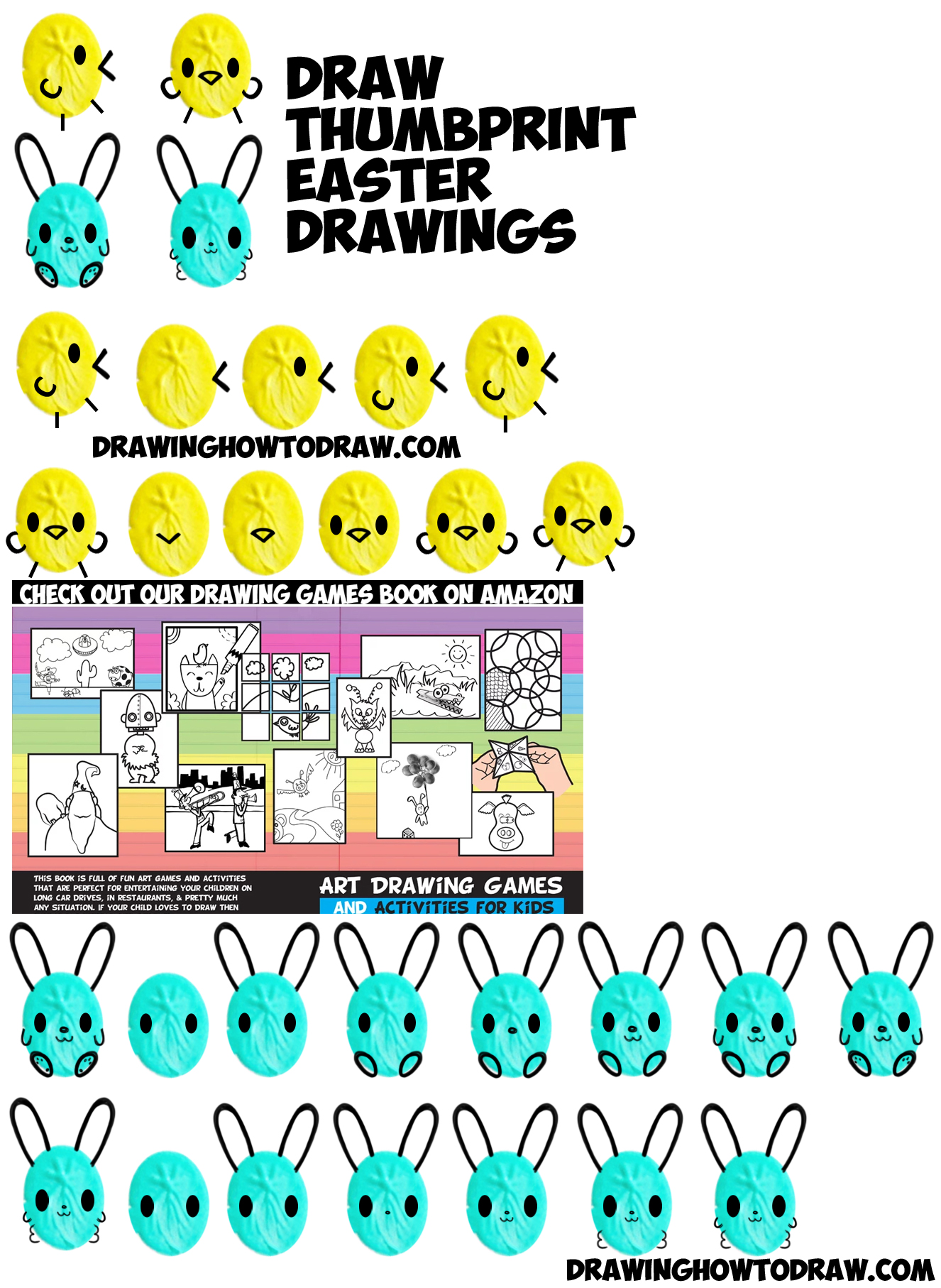 1326x1814 How To Draw Cute Easter Drawings From Thumbprints Fingerprints - Thumbprint Drawing