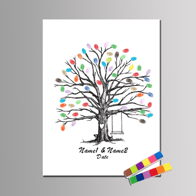 640x640 personalize fingerprint guest book love tree hand draw wedding - Thumbprint Drawing