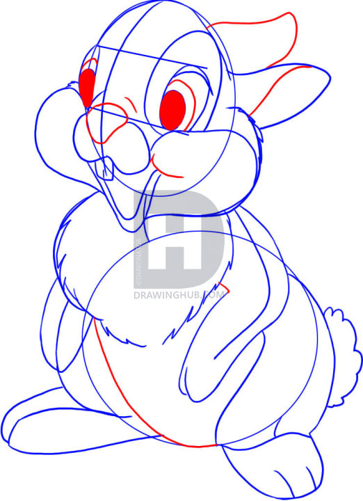 522x720 how to draw thumper from bambi, step - Thumper Drawing