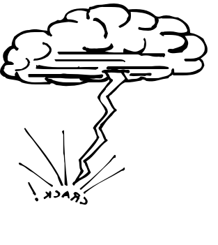 313x351 thunder black and white clipart - Thunder And Lightning Drawing