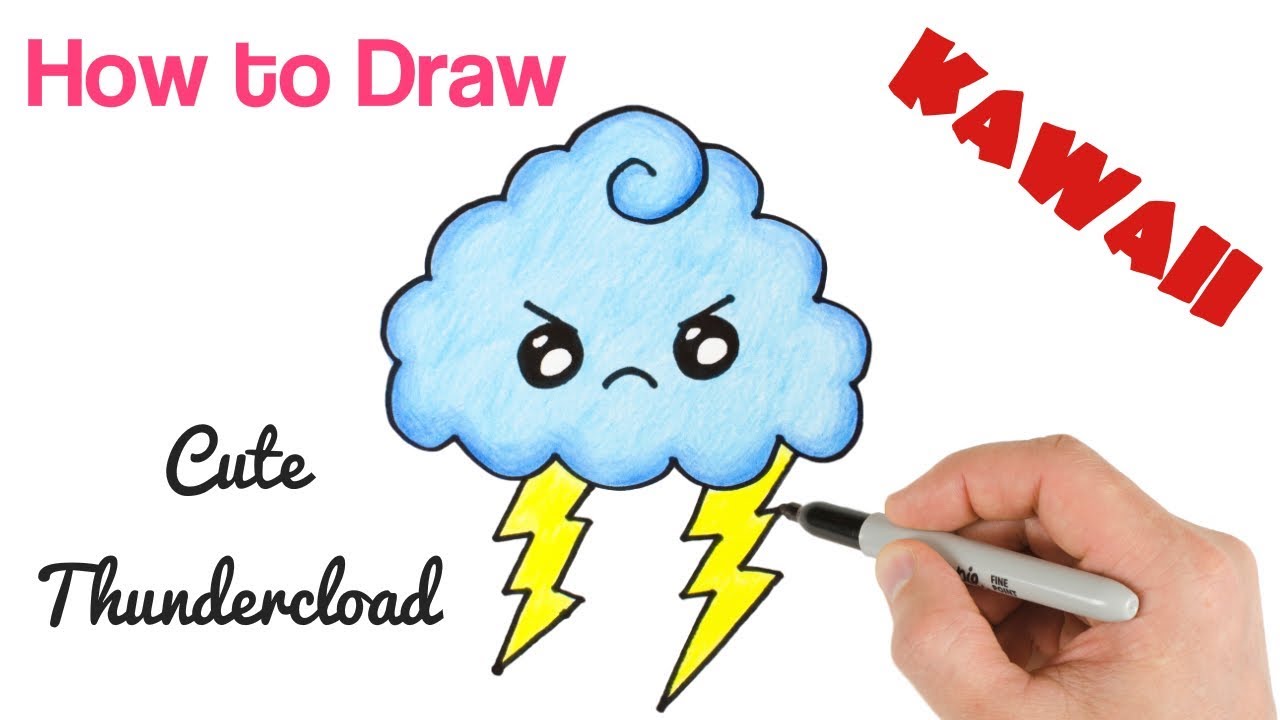 1280x720 How To Draw Cute Things Thunder Cloud - Thunder Drawing