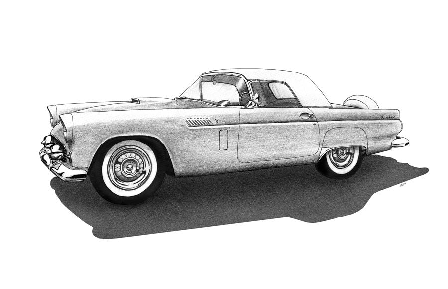 900x582 Ford Thunderbird Drawing - Thunderbird Drawing