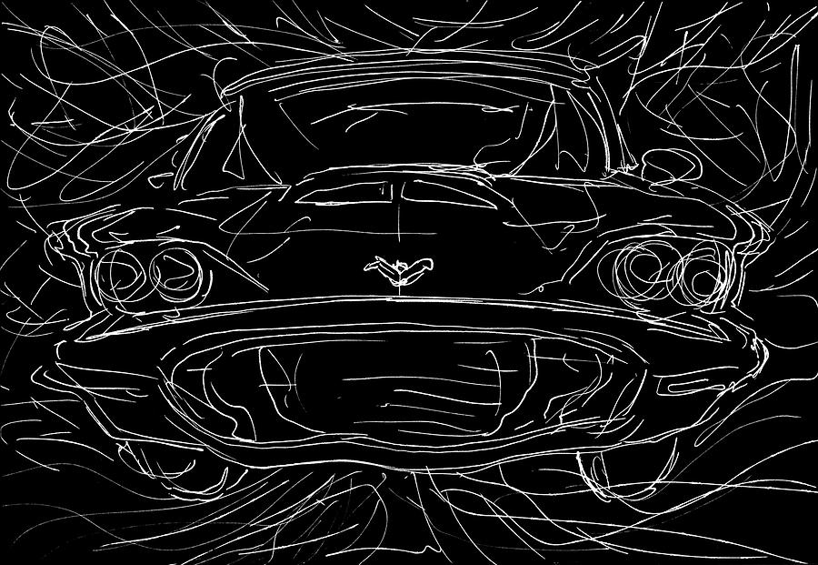 900x621 Ford Thunderbird Drawing - Thunderbird Drawing