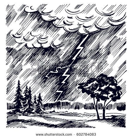 450x470 Image Result For Thunderstorm Sketch Drawing Ideas - Thunderstorm Drawing