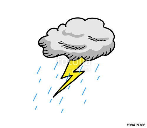 500x436 Thunderstorm Cloud, A Hand Drawn Vector Cartoon Illustration - Thunderstorm Drawing