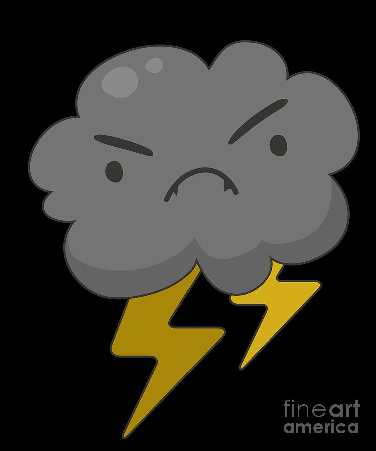 750x900 Angry Cloud With Lightning Thunderstorm Drawing - Thunderstorm Drawing