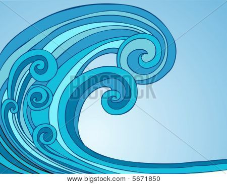 450x366 Picture Or Photo Of Blue Tsunami Wave Cartoon Drawing Isolated - Tidal Wave Drawing
