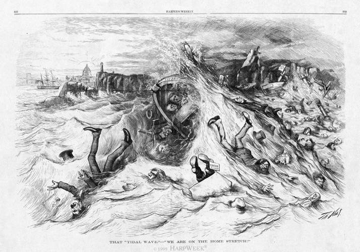 714x500 Cartoonist Thomas Nast Vs Candidate Horace Greeley Content Page - Tidal Wave Drawing