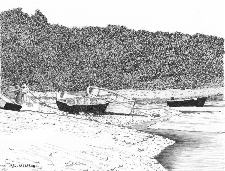 900x684 small boats at low tide drawing - Tide Drawing