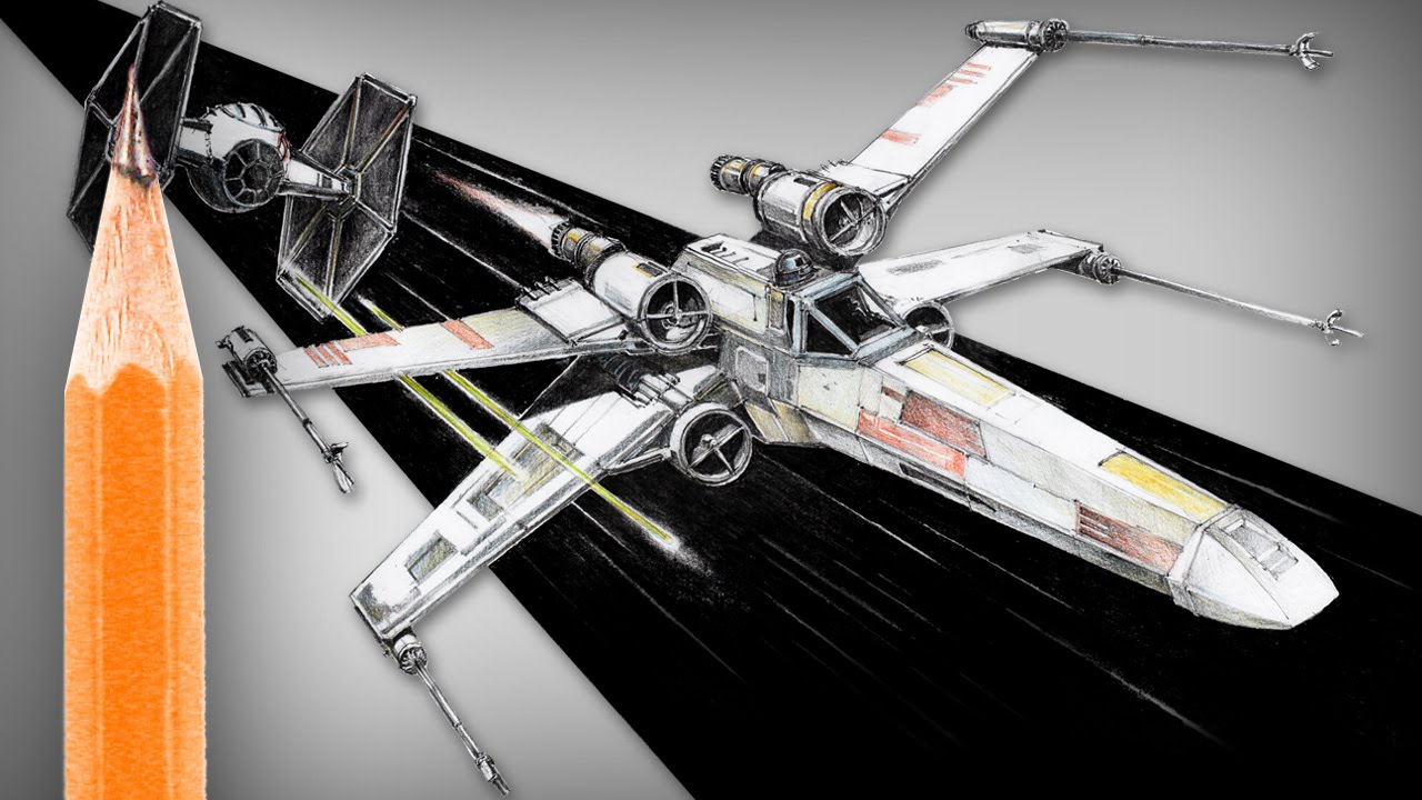 1280x720 How To Draw Star Wars X Wing - Tie Fighter Drawing