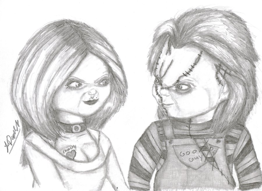 900x655 chucky drawing bride for free download - Tiffany Drawing.
